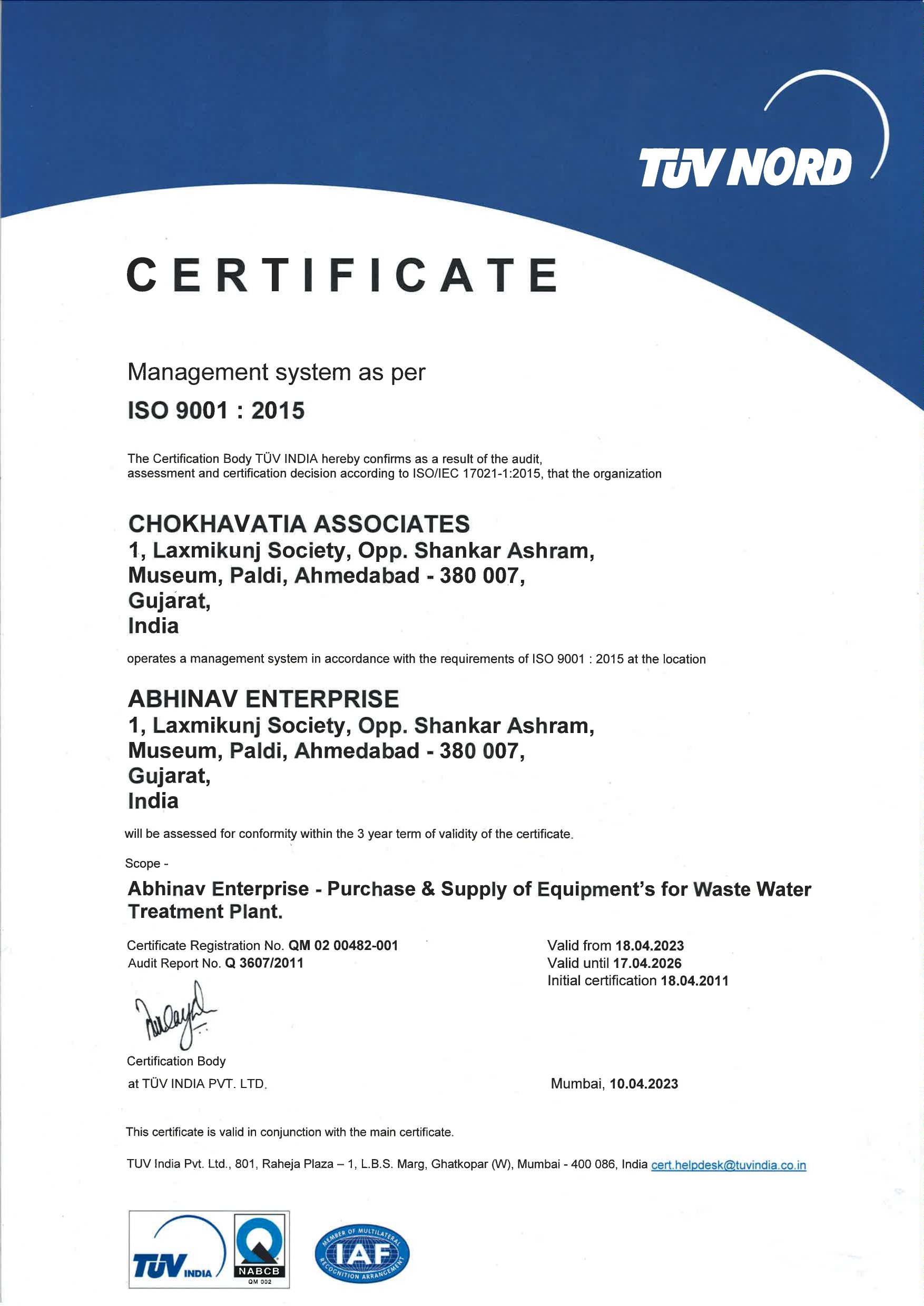 CA AE ISO 9001 Certificate